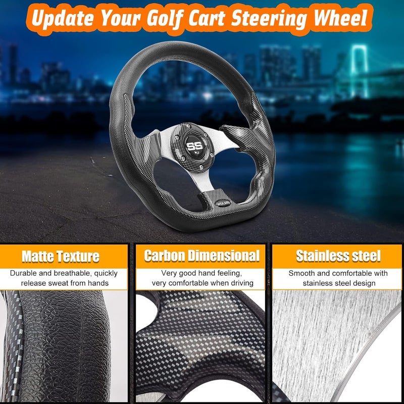 WEKANI D Golf Cart 12.5 Inch Steering Wheel， for Club Car EZGO Yamaha Golf Cart， with Car Horn Button，Cool racing steering wheel - Image 3